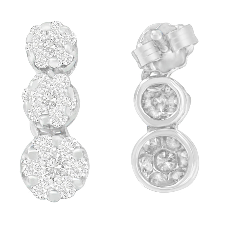 18K White Gold 1 cttw Round Cut Diamond Earrings (H-I, SI2-I1)