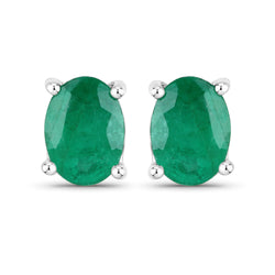 1.44 Carat Genuine Zambian Emerald 14K White Gold Earrings