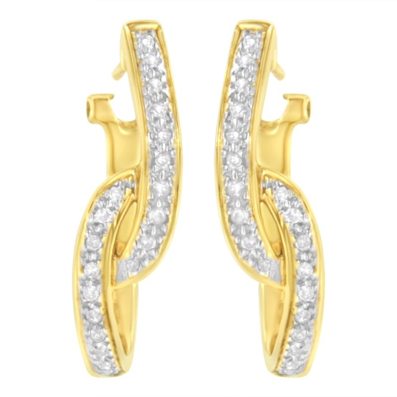 10K Yellow Gold 1/4 cttw S-Curve Diamond Huggy Hoop Earrings (I-J Clarity, I2-I3 Color)