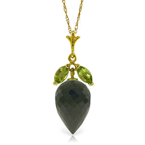 12.75 Carat 14K Solid Yellow Gold Necklace Peridot Briolette Black Spinel