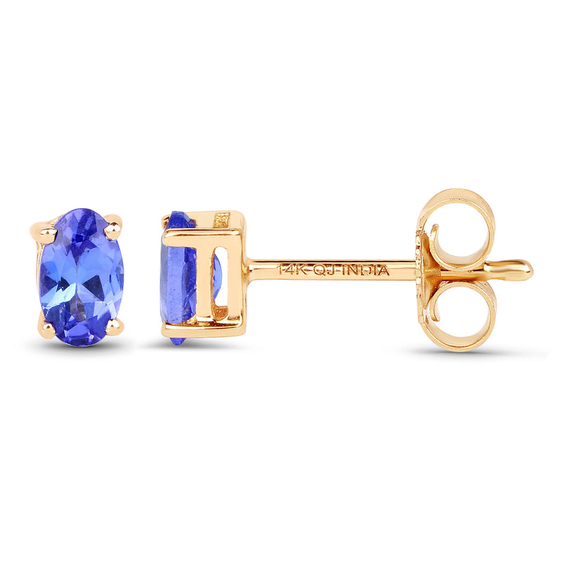 0.48 Carat Genuine Tanzanite 14K Yellow Gold Earrings