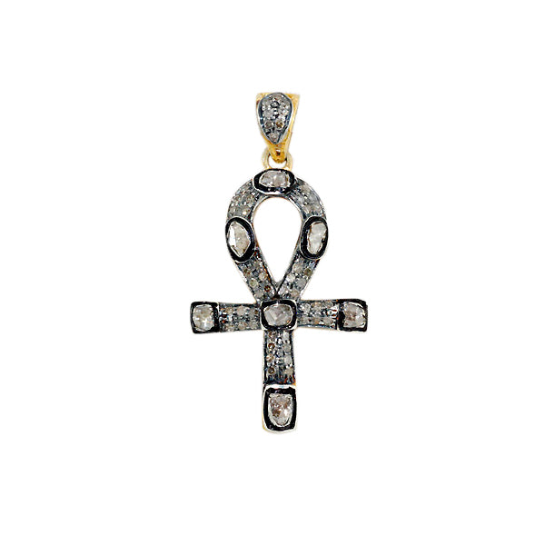 0.89ct Diamond 925 Sterling Silver Handmade Life Sign Pendant Jewelry