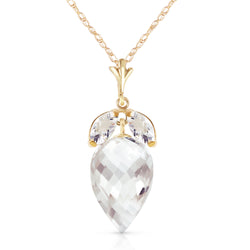 12.75 Carat 14K Solid Yellow Gold Necklace Marquis Briolette White Topaz