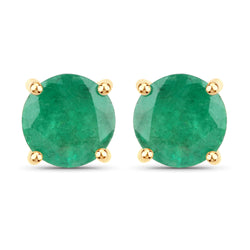 1.50 Carat Genuine Zambian Emerald 14K Yellow Gold Earrings