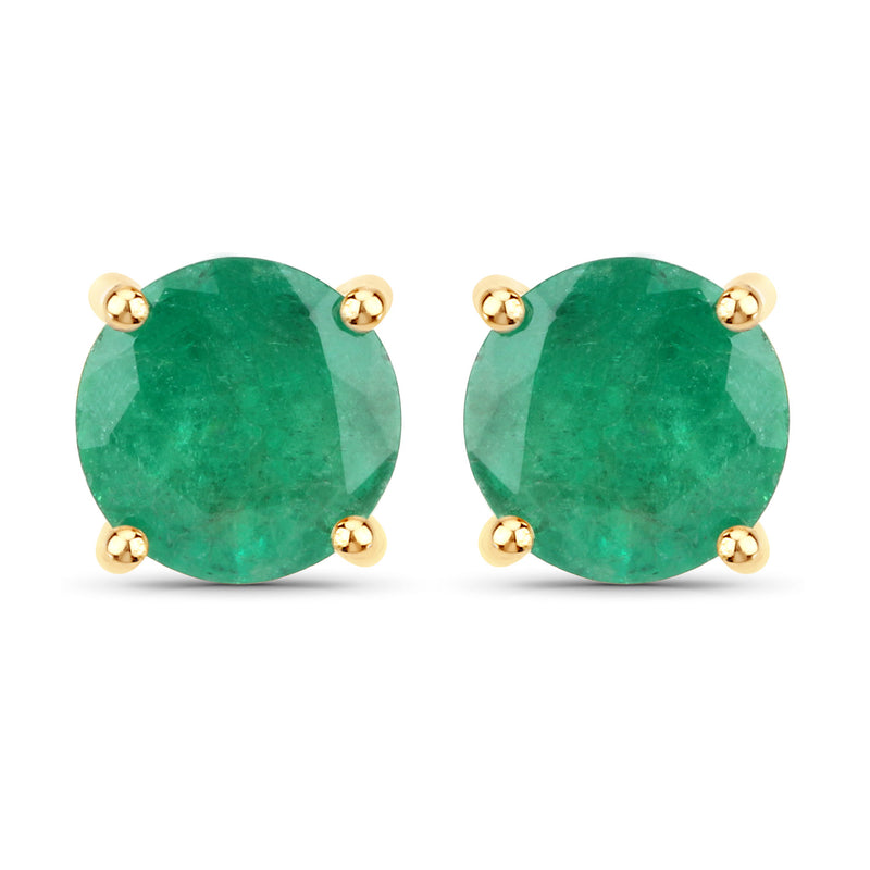 1.50 Carat Genuine Zambian Emerald 14K Yellow Gold Earrings