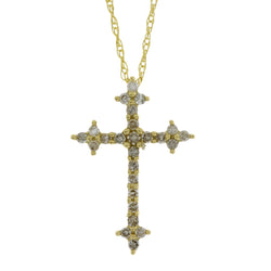 .16ct Diamond Cross Religious Pendant 14KT Yellow Gold