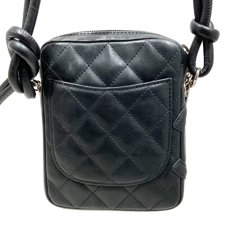 CHANEL Cambon line pochette shoulder bag black calf