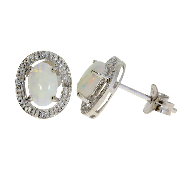 .02ct Opal Diamond Stud Earrings 10KT White Gold