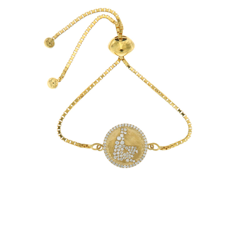 18k Yellow Gold Pave Diamond Meditation Charm Bracelet