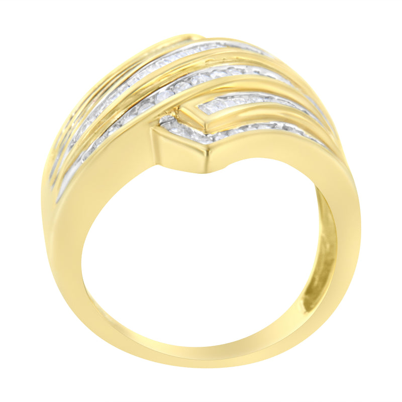 10K Yellow Gold 1 ct TDW Diamond Bypass Ring (I-JI2-I3)