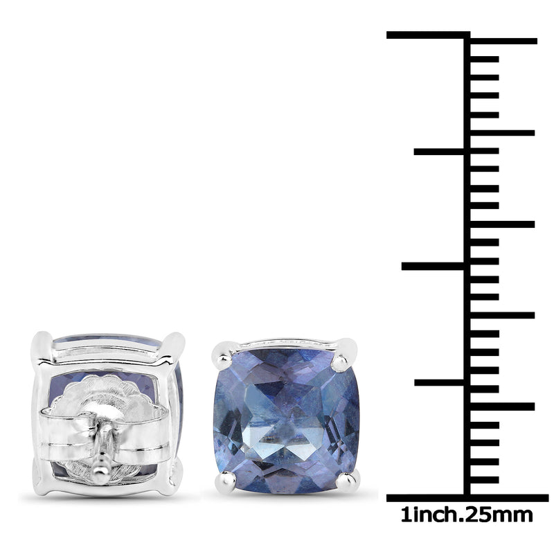 4.20cttw Royal Blue Mystic Quartz .925 Sterling Silver Earrings