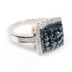 Natural Diamond Pave Square Shape Ring 925 Silver Fine Engagement Jewelry