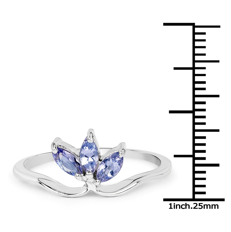 0.42 Carat Genuine Tanzanite .925 Sterling Silver Ring