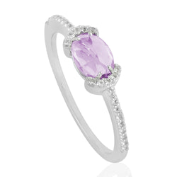 Oval Amethyst Gemstone Stackable Ring Sterling Silver Jewelry