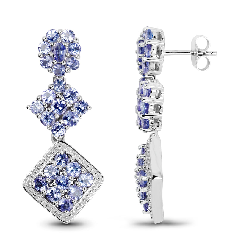 4.92 Carat Genuine Tanzanite .925 Sterling Silver Earrings