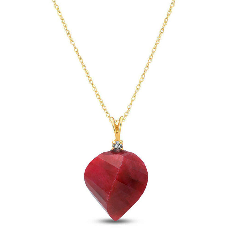 15.3 Carat 14K Solid Yellow Gold Necklace Diamond Twisted Briolette Ruby