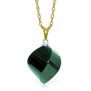 15.3 Carat 14K Solid Yellow Gold Necklace Diamond Twisted Briolette Emerald