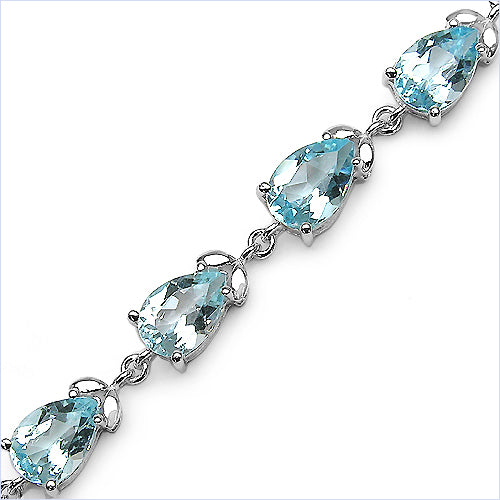 20.90 Carat Genuine Blue Topaz .925 Sterling Silver Bracelet