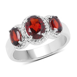 2.62 Carat Genuine  Garnet .925 Sterling Silver Ring