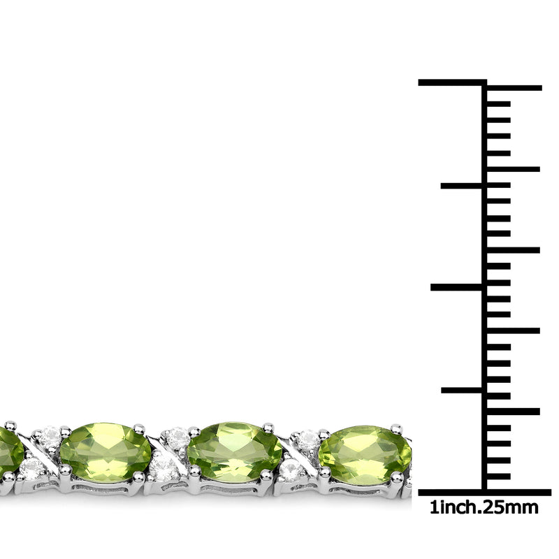 9.91 Carat Genuine Peridot and White Topaz .925 Sterling Silver Bracelet