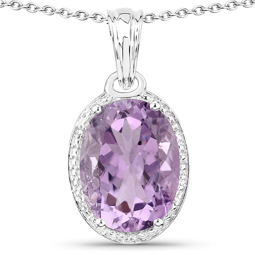 8.22 Carat Genuine Amethyst and White Topaz .925 Sterling Silver Pendant