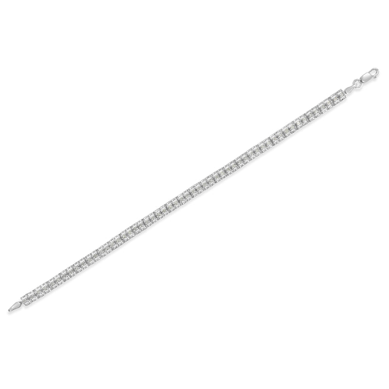 Sterling Silver 1ct. TDW Double-Link Diamond Tennis Bracelet (I-J I3)