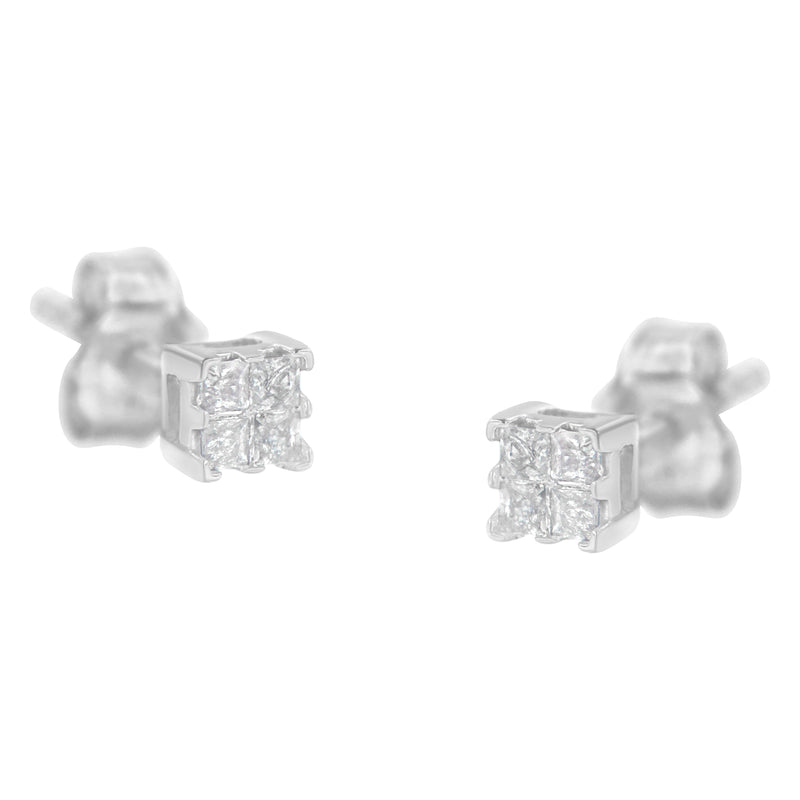 Sterling Silver Princess-Cut Composite Diamond Stud Earring (1/4 cttw I-J Color I3 Clarity)