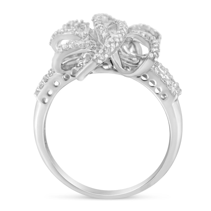 14k White Gold 1/2ct TDW Round Cut Diamond Floral Webbed Ring(H-I I1-I2)