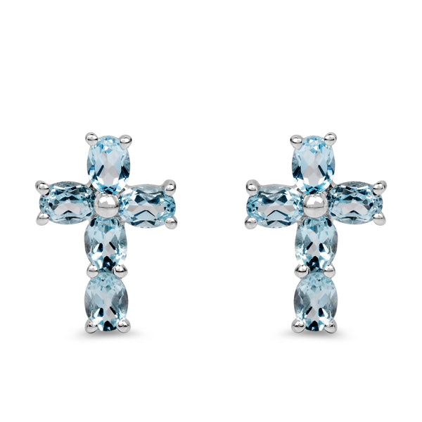 2.00 Carat Genuine Blue Topaz .925 Sterling Silver Earrings