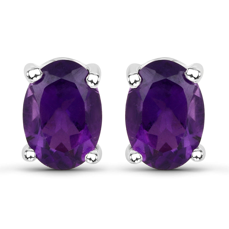 1.60 Carat Genuine Amethyst .925 Sterling Silver Earrings