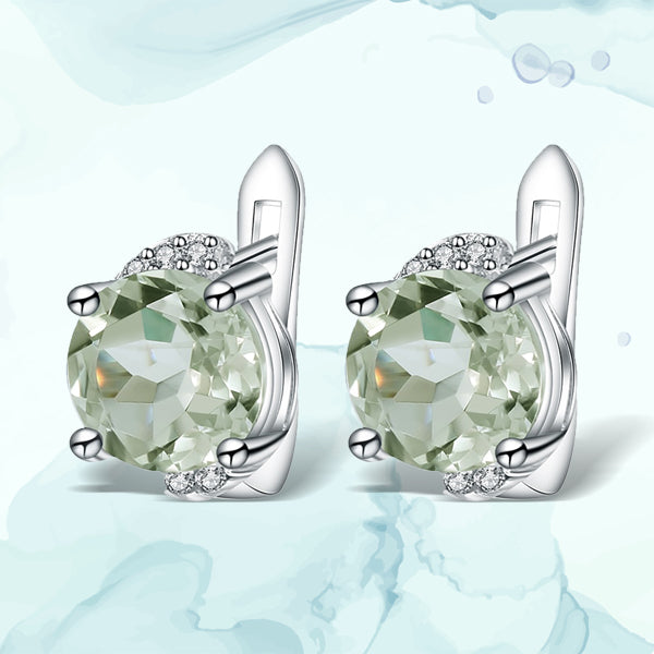 Gems Ballet 4.08t Natural Green Amethyst Prasiolite Earrings 925 Sterling Silver