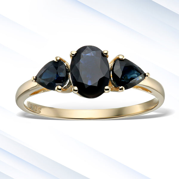 10K Yellow Gold With Blue Sapphire Ring