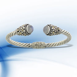 Moonstone Bangle Bracelet Sterling Silver 18KT Gold