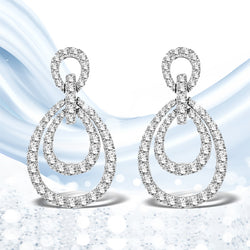 0.76 Carat Genuine White Diamond 14K White Gold Earrings (E-F Color, SI Clarity)