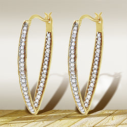 10K Yellow Gold 1/2 Cttw Round-Cut Diamond Modern Hoop Earrings (I-J Color, I2-I3 Clarity)