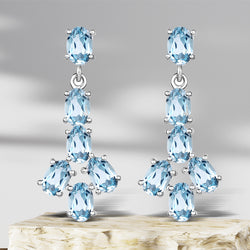 6.12 Carat Genuine Blue Topaz .925 Sterling Silver Earrings