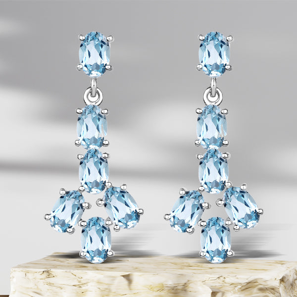 6.12 Carat Genuine Blue Topaz .925 Sterling Silver Earrings