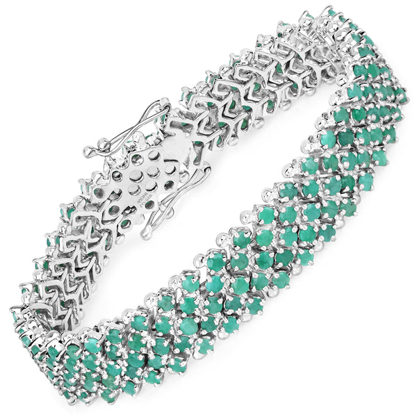 10.73 Carat Genuine Emerald .925 Sterling Silver Bracelet