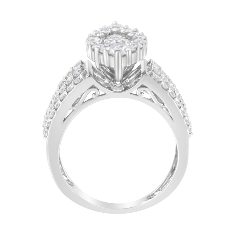 10K White Gold 2 ct TDW Diamond Cocktail Ring (H-ISI1-SI2)