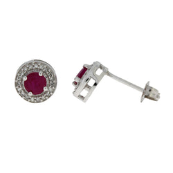 .76ct Ruby Diamond Stud Earrings 14KT White Gold