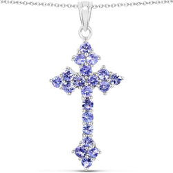 2.00 Carat Genuine Tanzanite .925 Sterling Silver Pendant