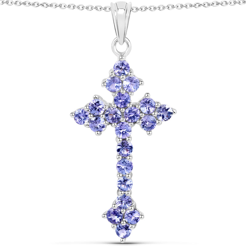 2.00 Carat Genuine Tanzanite .925 Sterling Silver Pendant