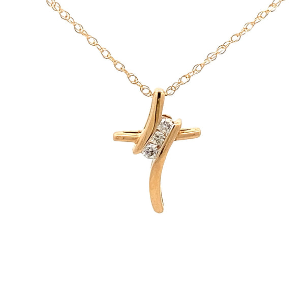 .05ct Diamond Cross Religious Pendant 10KT Yellow Gold
