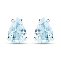 1.70 Carat Genuine Blue Topaz .925 Sterling Silver Earrings