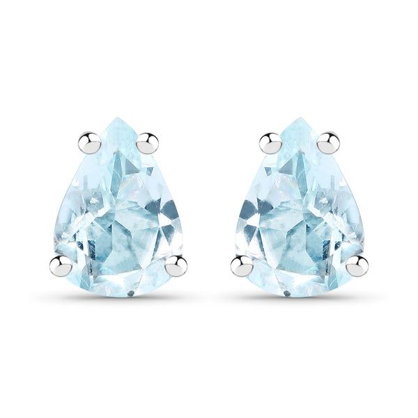 1.70 Carat Genuine Blue Topaz .925 Sterling Silver Earrings