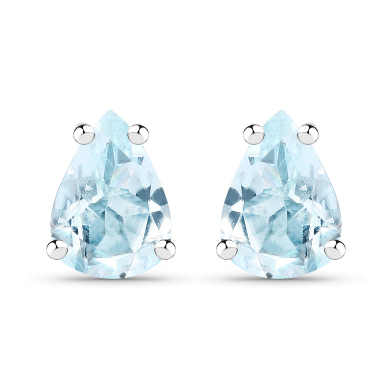 1.70 Carat Genuine Blue Topaz .925 Sterling Silver Earrings