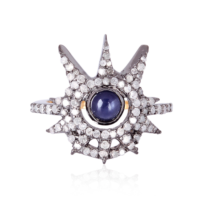 0.62ct Pave Diamond Gemstone 18kt Gold 925 Sterling Silver Designer Ring Jewelry