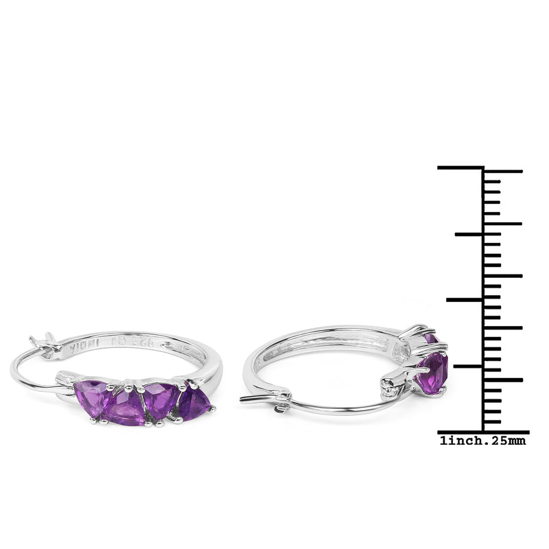 2.00 Carat Genuine Amethyst .925 Sterling Silver Earrings