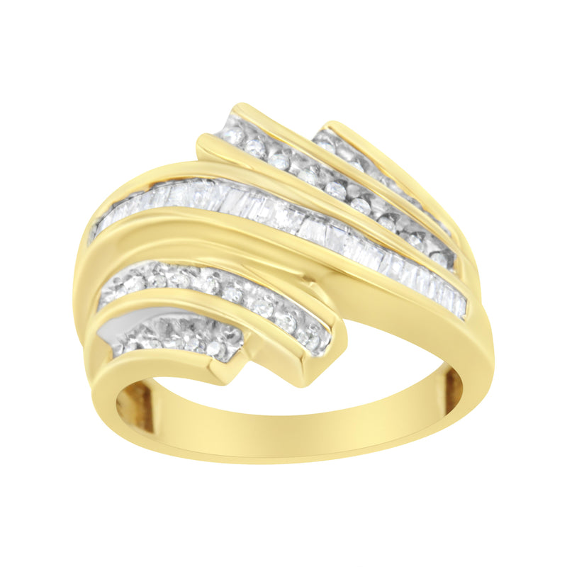 10K Yellow Gold 1/2 ct TDW Diamond Bypass Ring (H-II1-I2)