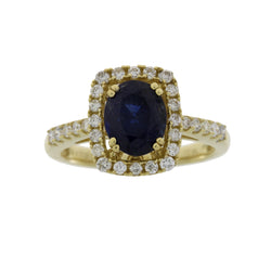 Genuine 2.78ct Sapphire Diamond Ring 14KT Yellow Gold